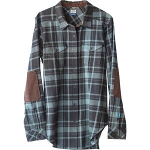 Kavu Blue and Brown Plaid Button Down Shirt
